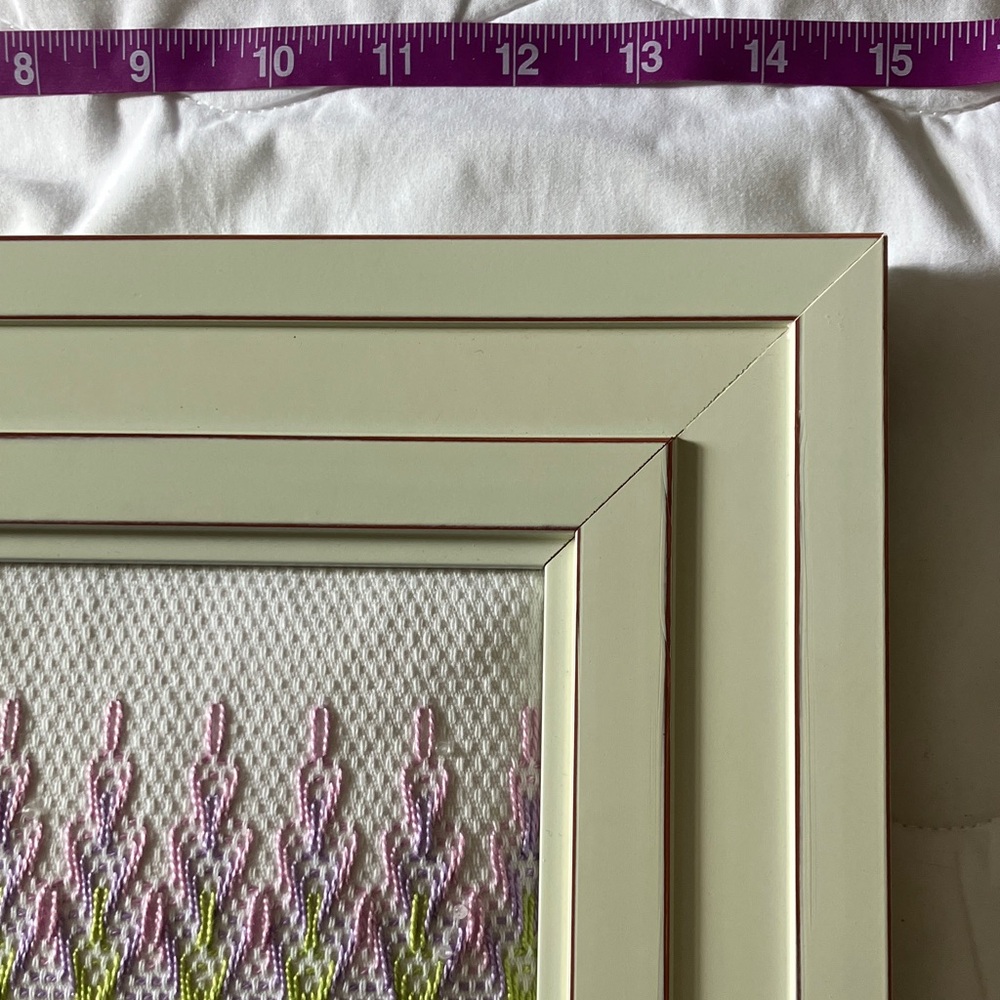 Hand Crafted Lavender and Green Smocked Textile Wall Art - Picture 6 of 8